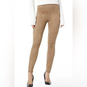 SPANX FAUX SUEDE LEGGINGS IN CAMEL, SIZE S